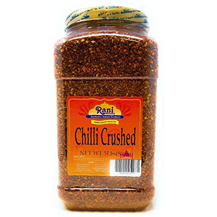 Rani Crushed Chilli (Pizza Type Cut) Indian Spice 5lbs (80oz) Bulk PET Jar ~ All Natural | Gluten Friendly | Vegan | NON-GMO | No Salt or fillers