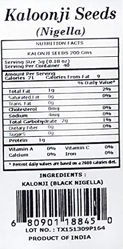 Rani Kalonji (Black Seed, Nigella Sativa, Black Cumin) Seeds 7oz (200g) All Natural ~ Gluten Friendly | NON-GMO | Vegan | Indian Origin