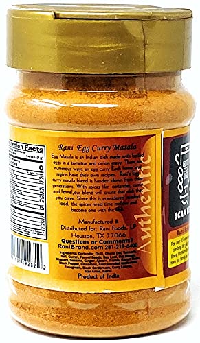 Rani Egg Curry Masala, 21 Spice Blend 3oz (85g) Shaker Top For Your Eggs or Tofu Scramble ~ All Natural | Vegan | Gluten Friendly | NON-GMO