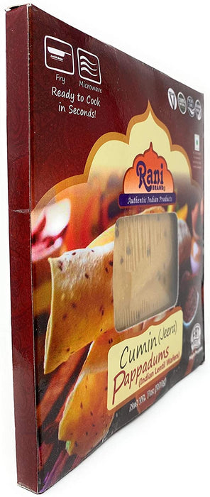 Rani Pappadums (Indian Lentil Wafer Snack) Jeera (Cumin) Papad 7oz (200g) Approximately 15pc, 7 inches ~ All Natural | Gluten Friendly | NON-GMO | Vegan | Indian Origin