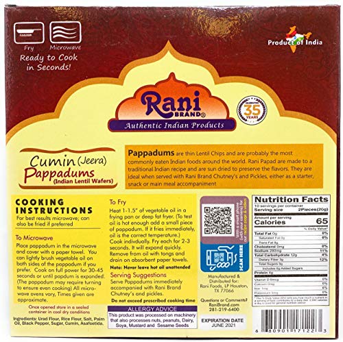 Rani Pappadums (Indian Lentil Wafer Snack) {6 Varieties Available}