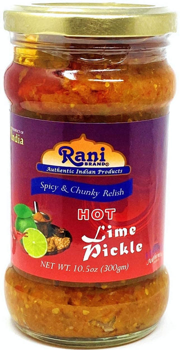 Rani Lime Pickle Hot (Achar, Spicy Indian Relish) 10.5oz (300g)~Glass Jar, All Natural | Vegan | Gluten Friendly | NON-GMO | No Colors | Indian Origin