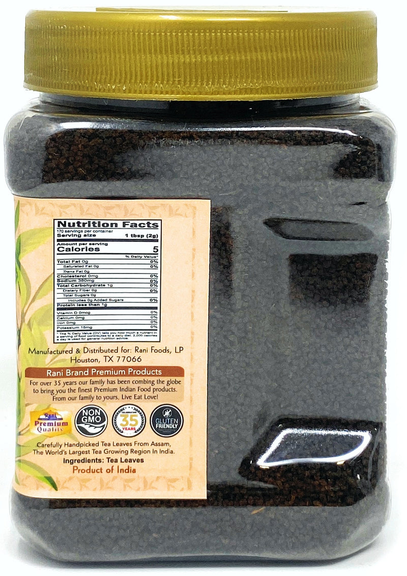 Rani Assam Tea (Indian Loose Leaf Bold Black Tea) 12oz (340g) PET Jar ~ All Natural | Vegan | Gluten Friendly | Salt & Sugar Free | NON-GMO | No Color