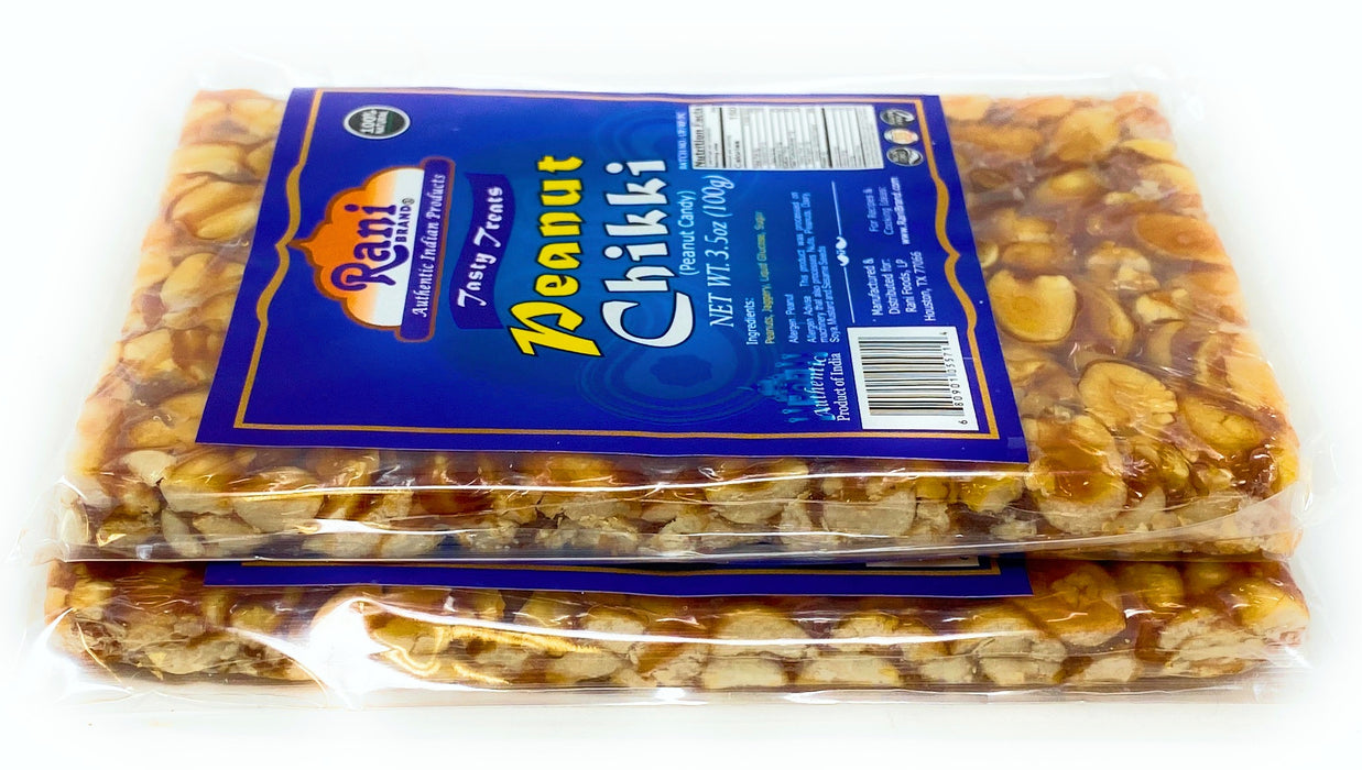 Rani Peanut Chikki (Brittle Candy) 100g (3.5oz) x Pack of 2 ~ All Natural | Vegan | No colors | Gluten Free Ingredients | Indian Origin