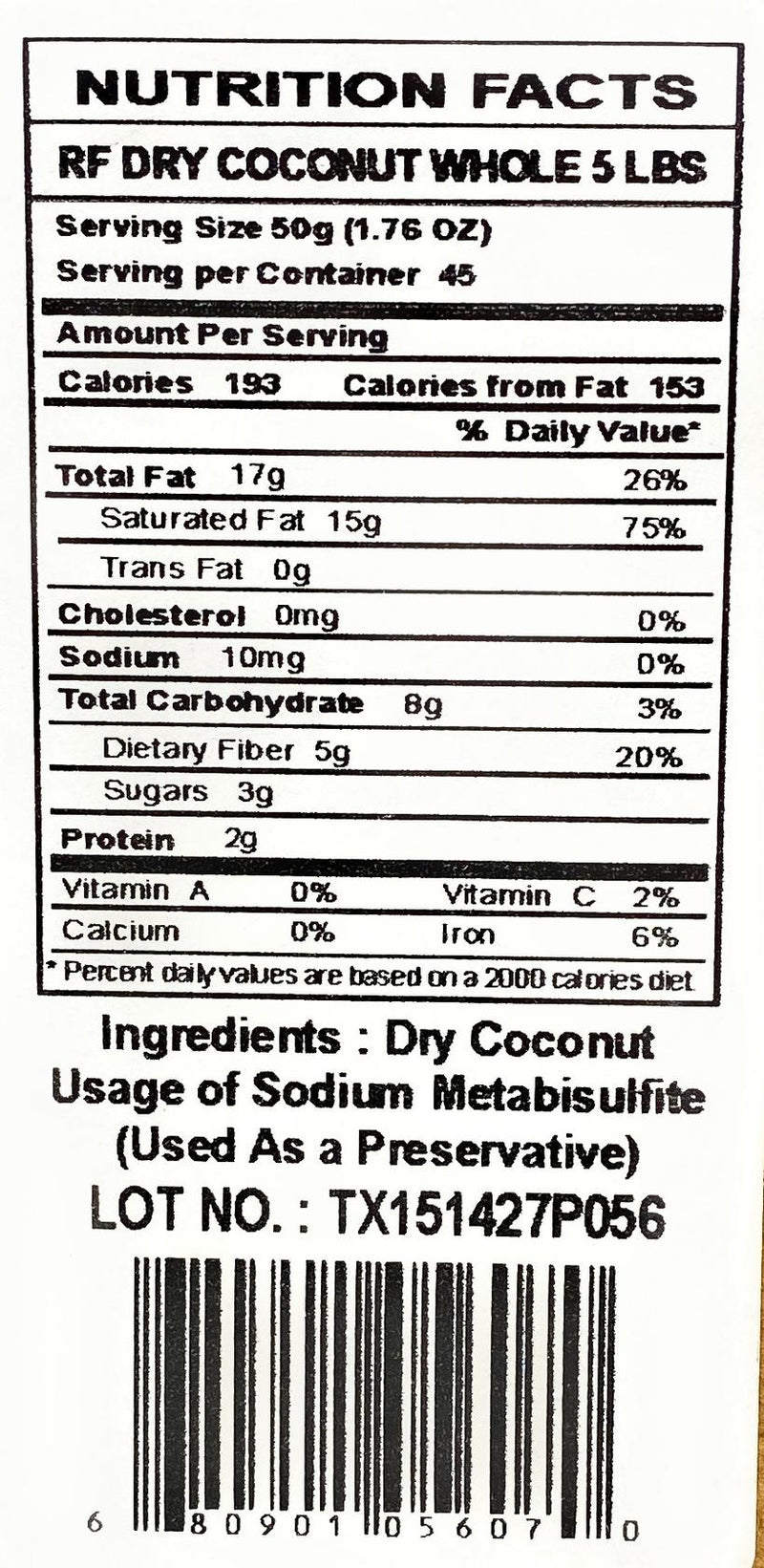 Rani Coconut (Copra) Whole 5 Pound (5lbs / 80 Ounce) Bulk ~Raw (uncooked, unsweetened) ~ All Natural | Vegan | Gluten Friendly