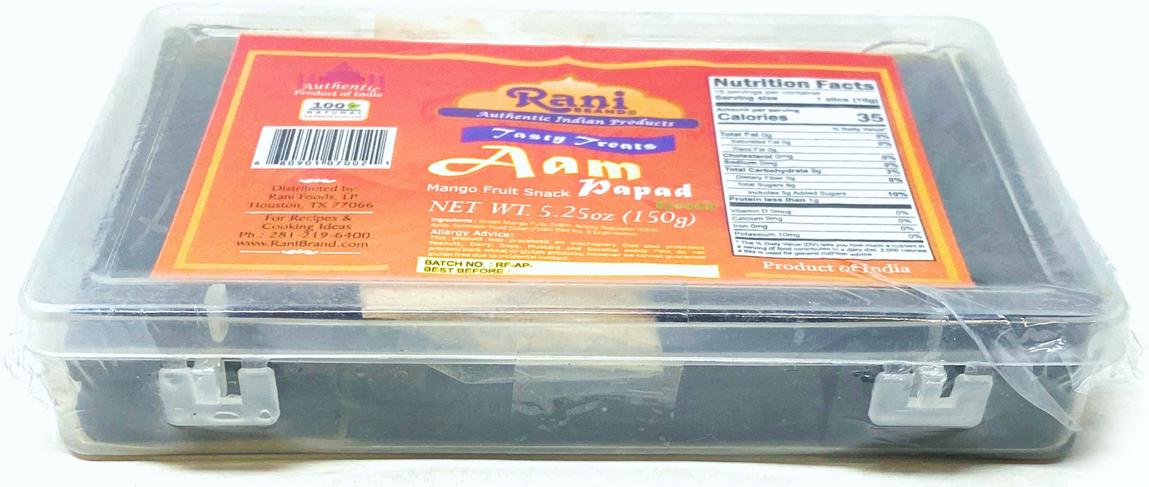 Rani Aam Papad (Mango Fruit Snack) Green Mango with Spice Mix 5.25oz (150g) ~ All Natural | Vegan | Gluten Friendly | Indian Origin & Taste