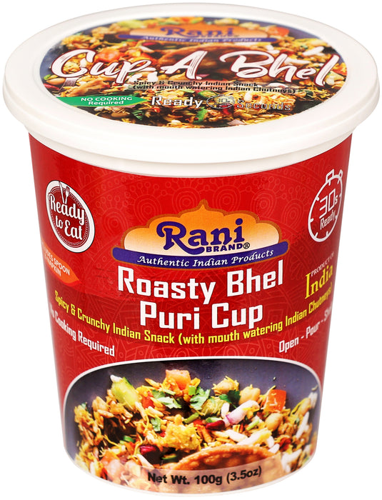 Rani Bhel Puri Cups 5 Flavors-in-1 Set (Regular, Roasty, Mango, Schezuan, Pudina) 3.5oz (100g), Pack of 5 ~ Spicy & Crunchy Indian Snack | Ready to Eat | Vegan | NON-GMO | Indian Origin