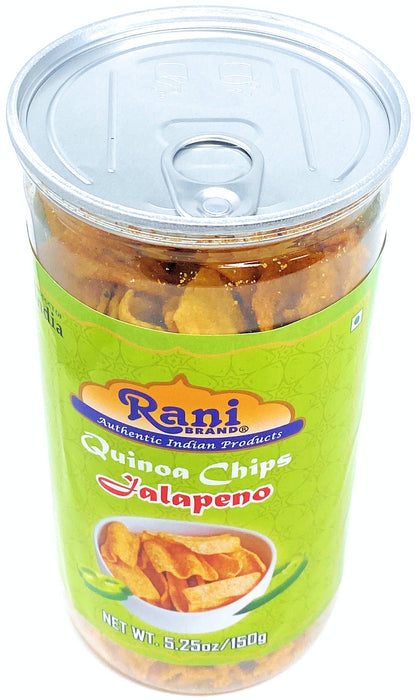 Rani Quinoa Chips Jalapeno 5.25oz (150g) Vacuum Sealed, Easy Open Top, Resealable Container ~ Indian Tasty Treats | Vegan | NON-GMO | Indian Origin & Taste