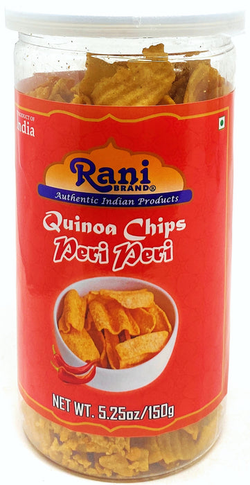 Rani Quinoa Chips Peri-Peri 5.25oz (150g) Vacuum Sealed, Easy Open Top, Resealable Container ~ Indian Tasty Treats | Vegan | NON-GMO | Indian Origin & Taste