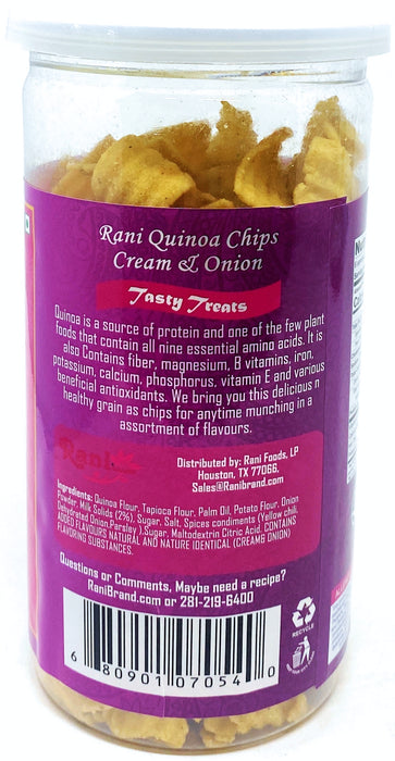 Rani Quinoa Chips Cream & Onion 5.25oz (150g) Vacuum Sealed, Easy Open Top, Resealable Container ~ Indian Tasty Treats | Vegan | NON-GMO | Indian Origin & Taste