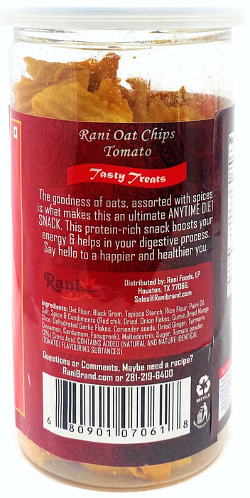 Rani Oat Chips Tomato 5.25oz (150g) Vacuum Sealed, Easy Open Top, Resealable Container ~ Indian Tasty Treats | Vegan | NON-GMO | Indian Origin