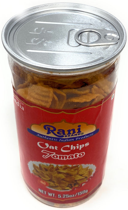 Rani Oat Chips Tomato 5.25oz (150g) Vacuum Sealed, Easy Open Top, Resealable Container ~ Indian Tasty Treats | Vegan | NON-GMO | Indian Origin