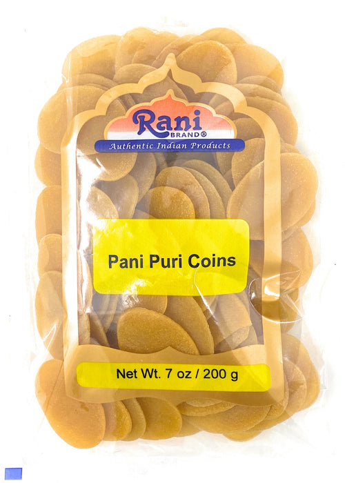 Rani Pani Puri Coins 7oz (200g) 80-85 Coins ~ Uncooked, Microwaveable wheat and Semolina Coins ~ All Natural | Vegan | NON-GMO