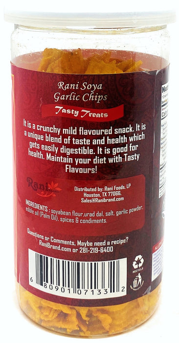 Rani Soya Chips Garlic 5.25oz (150g) Vacuum Sealed, Easy Open Top, Resealable Container ~ Indian Tasty Treats | Vegan | NON-GMO | Indian Origin & Taste