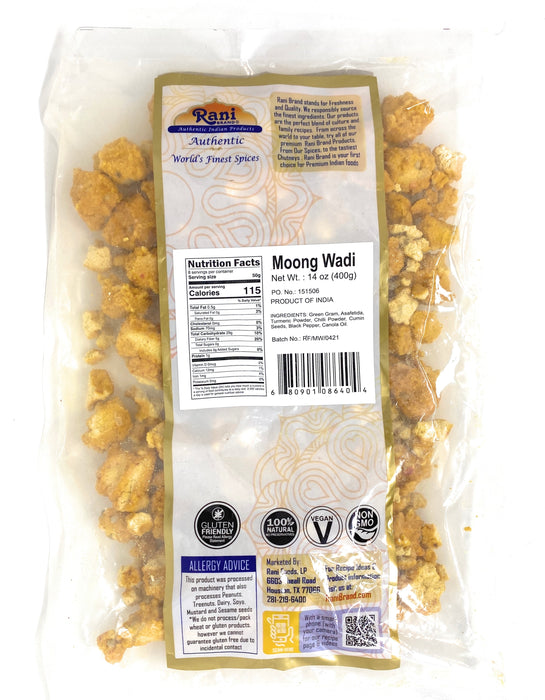 Rani Moong Wadi (Vadi), Lentil Spiced Nugget / Chunks 14oz (400g) ~ High Protein, All Natural | Vegan | No Colors | Indian Origin