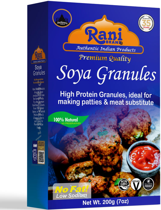 Rani Soya Granules (High Protein) 7oz (200g) ~ All Natural, Salt-Free | Vegan | No Colors | Gluten Friendly | Meat Alternate Substitute