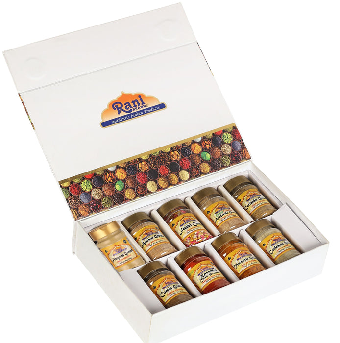 Rani Essential Indian Ground Spices 9 Bottle Gift Box Set, Average Weight per Bottle 3oz (85g), Indian Cooking, Makes a Great Gift!