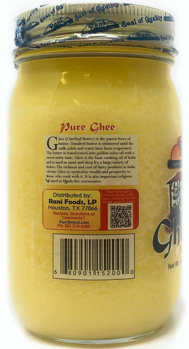 Rani Ghee Pure & Natural from Grass Fed Cows (Clarified Butter) 16oz (1lb) 454g ~ Glass Jar | Paleo & Keto Friendly | Gluten Free | Product of USA