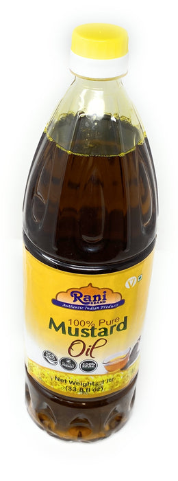 Rani Mustard Oil (Kachi Ghani) 33.8 Ounce (1 Liter) NON-GMO | Gluten Free | Vegan | 100% Natural