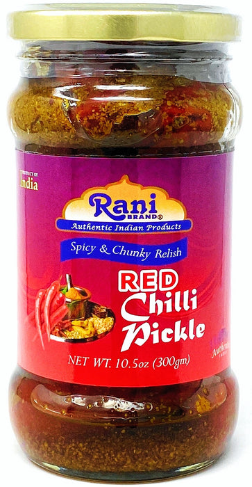 Rani Red Chilli Pickle Hot (Achar, Spicy Indian Relish) 10.5oz (300g) Glass Jar ~ Vegan | Gluten Free | NON-GMO | No Colors | Popular Indian Condiment, Indian Origin