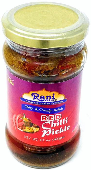 Rani Red Chilli Pickle Hot (Achar, Spicy Indian Relish) 10.5oz (300g) Glass Jar ~ Vegan | Gluten Free | NON-GMO | No Colors | Popular Indian Condiment, Indian Origin
