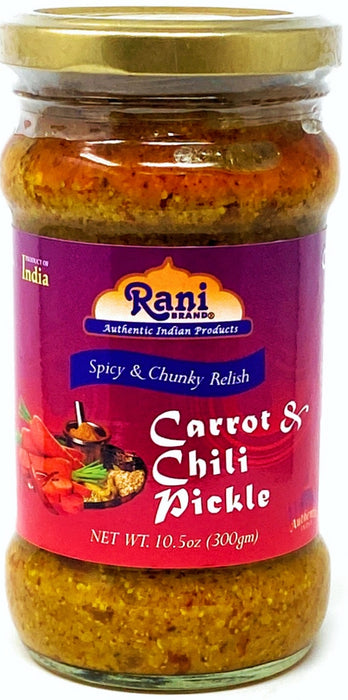 Rani Carrot & Chilli Pickle (Achar, Indian Relish) 10.5oz ~ Glass Jar, All Natural | Gluten Free | NON-GMO | No Colors | Popular Indian Condiment