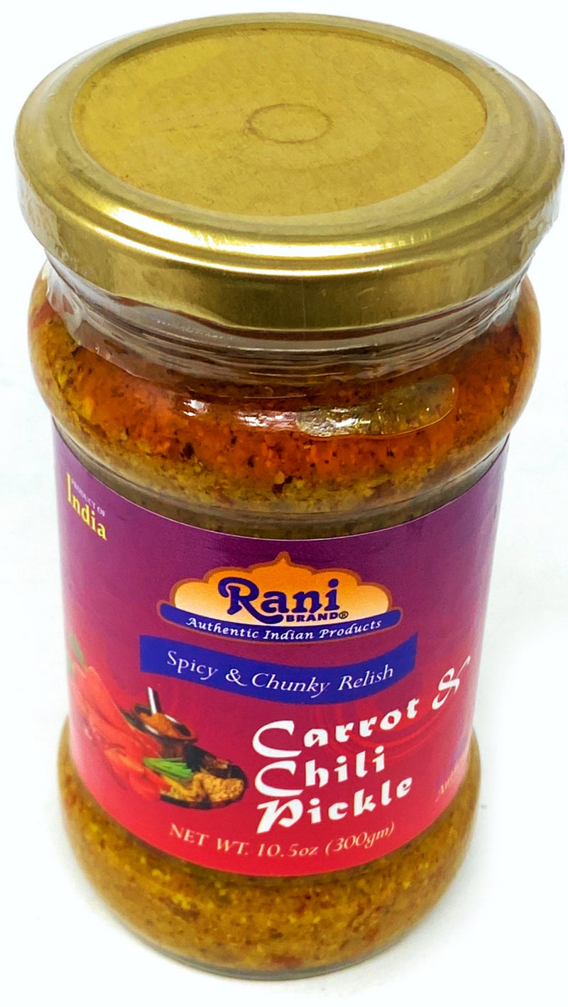 Rani Carrot & Chilli Pickle (Achar, Indian Relish) 10.5oz ~ Glass Jar, All Natural | Gluten Free | NON-GMO | No Colors | Popular Indian Condiment