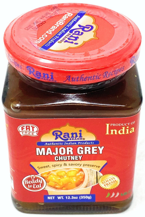Rani Major Grey Mango Chutney (Indian Preserve) 12.3oz (350g) Glass Jar, Ready to eat, Vegan, Pack of 5+1 FREE ~ Gluten Free, All Natural, NON-GMO