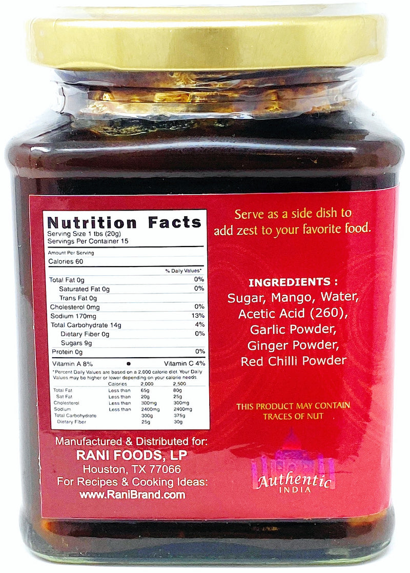 Rani Sweet Lime Mango Chutney (Indian Preserve) 10.5oz (300g) Glass Jar, Ready to eat, Vegan ~ Gluten Free Ingredients, All Natural, NON-GMO