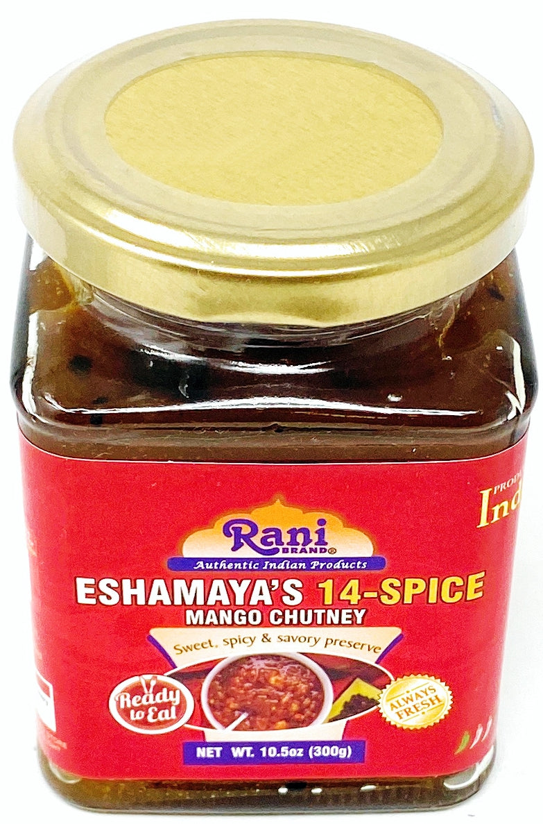 Rani 14-Spice Eshamaya's Mango Chutney (Indian Preserve) 10.5oz (300g) Glass Jar, Ready to eat, Vegan ~ Gluten Free, All Natural, NON-GMO