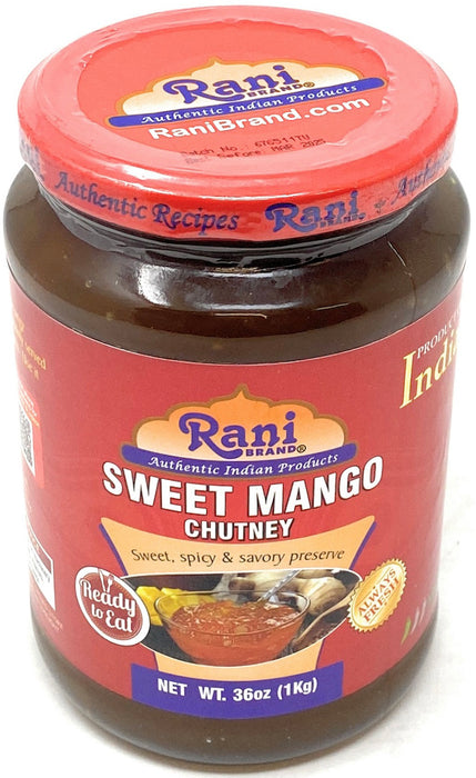 Rani Sweet Mango Chutney (Indian Preserve) 36oz (2.2lbs) 1kg Value Pack, Glass Jar, Ready to eat, Vegan, Pack of 5+1 ~ Gluten Free, All Natural, NON-GMO