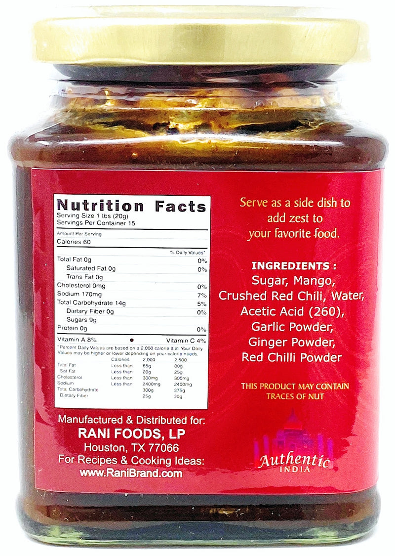 Rani Mango Chili Chutney (Spicy Indian Preserve) 10.5oz (300g) Glass Jar, Ready to eat, Vegan ~ Gluten Free, All Natural, NON-GMO