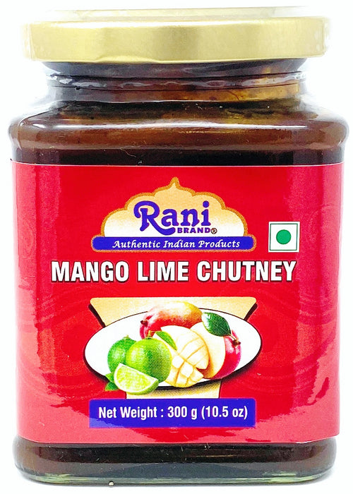 Rani Mango Lime Chutney (Indian Preserve) 10.5oz (300g) Glass Jar, Ready to eat, Vegan ~ Gluten Free, All Natural, NON-GMO