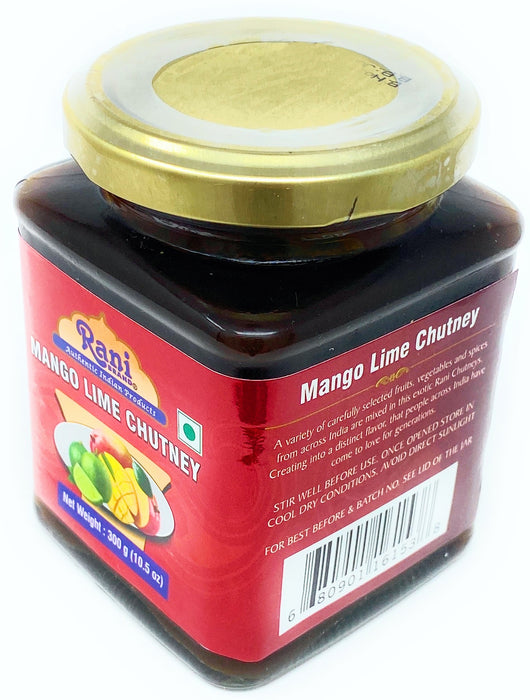 Rani Mango Lime Chutney (Indian Preserve) 10.5oz (300g) Glass Jar, Ready to eat, Vegan ~ Gluten Free, All Natural, NON-GMO