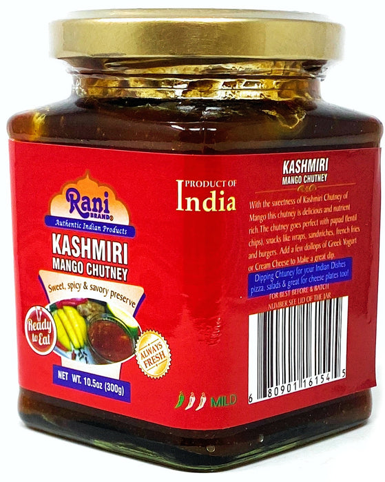 Rani Kashmiri Mango Chutney (Indian Preserve) 10.5oz (300g) Glass Jar, Ready to eat, Vegan ~ Gluten Free, All Natural, NON-GMO