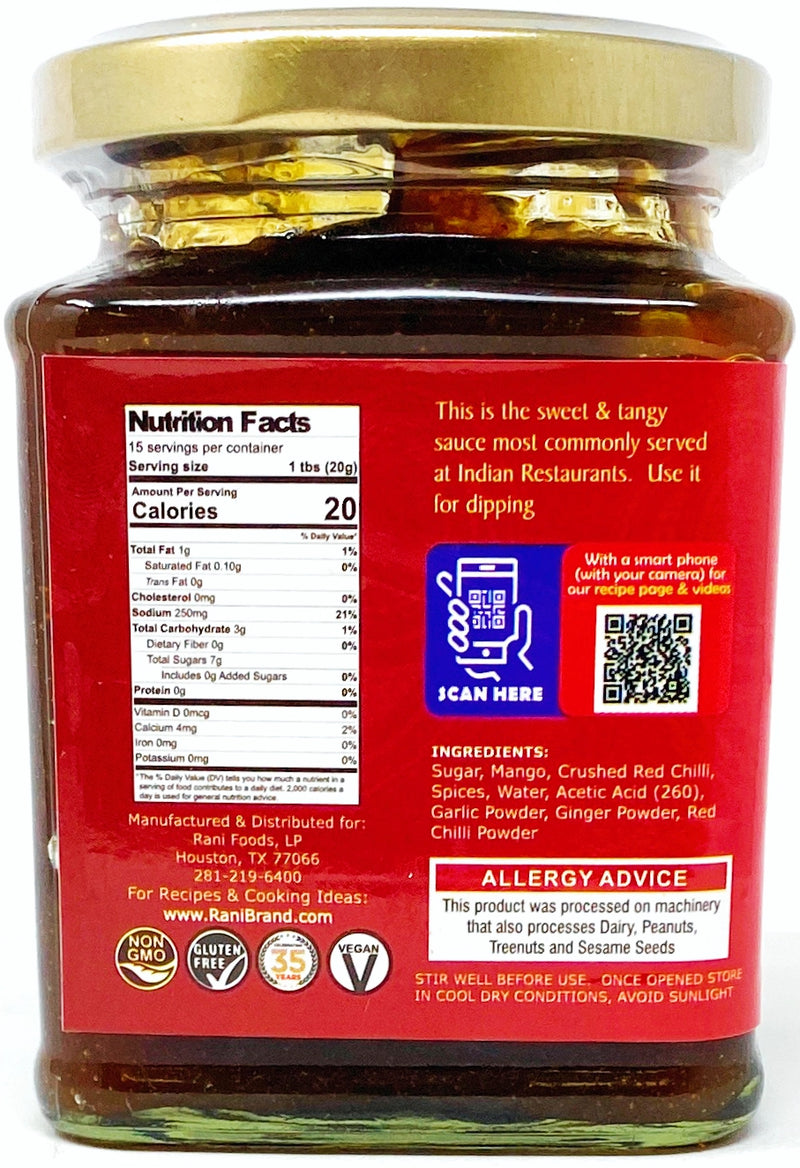 Rani Kashmiri Mango Chutney (Indian Preserve) 10.5oz (300g) Glass Jar, Ready to eat, Vegan ~ Gluten Free, All Natural, NON-GMO