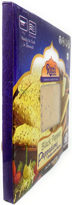 Rani Pappadums (Indian Lentil Wafer Snack) Black Pepper Papad 7oz (200g) Approximately 15pc, 7 inches, Pack of 12 ~ All Natural | Gluten Friendly | NON-GMO