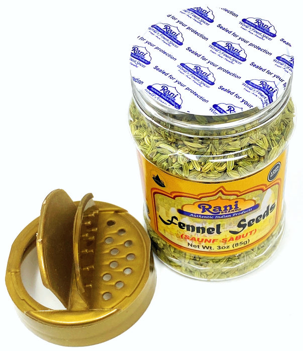 Rani Fennel Seeds (Saunf Sabut) Whole Spice 3oz (85g) PET Jar ~ All Natural | Gluten Friendly | NON-GMO | Vegan | Indian Origin