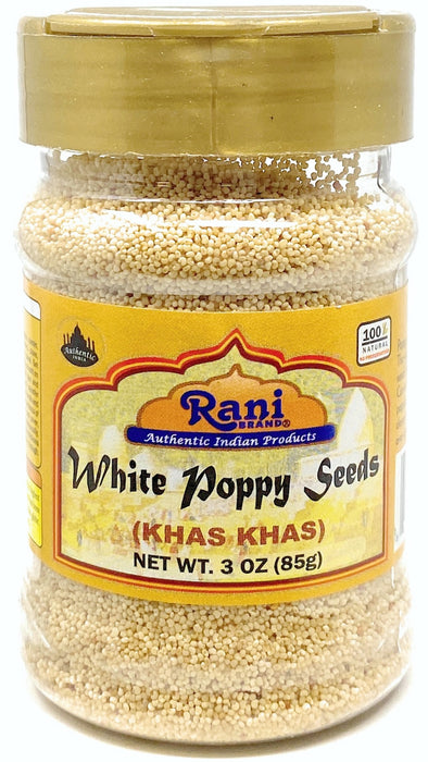 Rani White Poppy Seeds Whole (Khus Khus) 3oz (85g) PET Jar ~ Natural | Vegan | Gluten Friendly | NON-GMO | Indian Origin