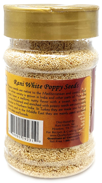 Rani White Poppy Seeds Whole (Khus Khus) 3oz (85g) PET Jar ~ Natural | Vegan | Gluten Friendly | NON-GMO | Indian Origin