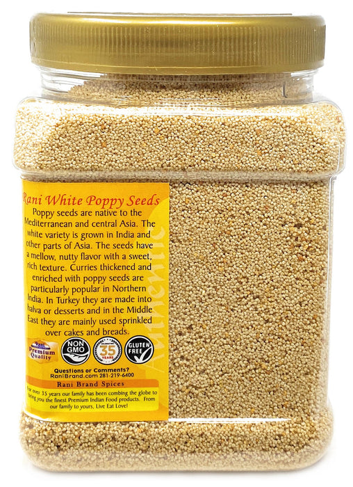 Rani White Poppy Seeds Whole (Khus Khus) 18oz (1.12lbs) 510g PET Jar ~ Natural | Vegan | Gluten Friendly | NON-GMO
