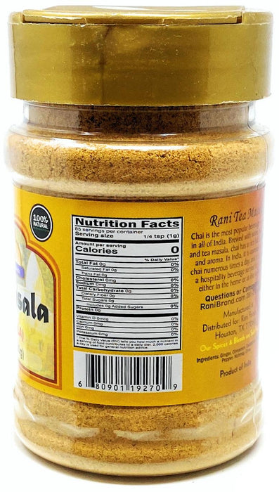 Rani Tea (Chai) Masala Indian Spice Blend 3oz (85g) PET Jar ~ All Natural | Vegan | Gluten Friendly | Salt & Sugar Free | NON-GMO | No Colors