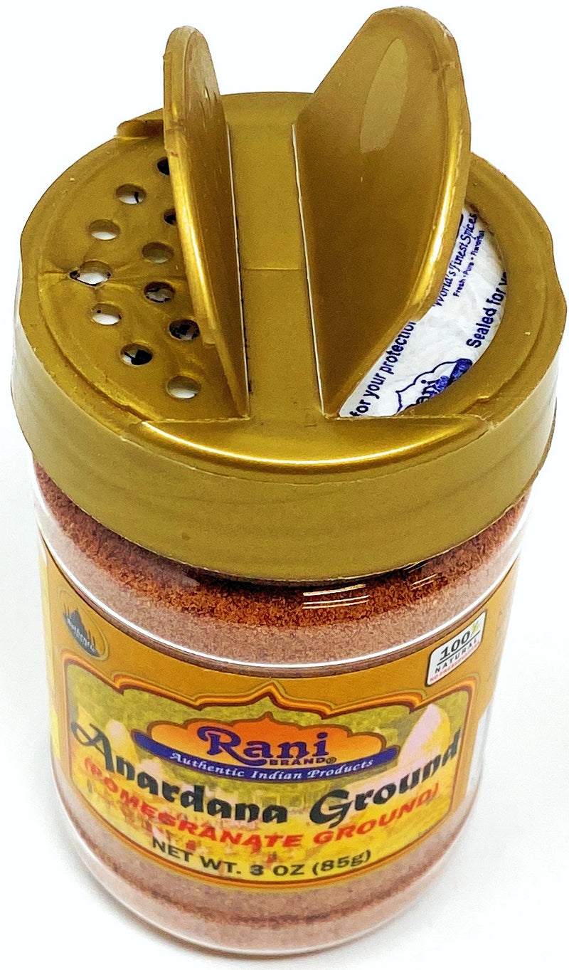 Rani Anardana (Pomegranate) Ground Powder Indian Spice 3oz (85g) PET Jar ~ All Natural | No Color | Gluten Friendly | Vegan | No Salt or fillers