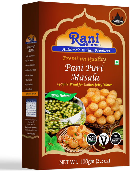 Rani Pani Puri Masala (14-Spice Blend for Indian Spicy Water) 3.5oz (100g) ~ All Natural | Vegan | No Colors | Gluten Friendly | Indian Origin