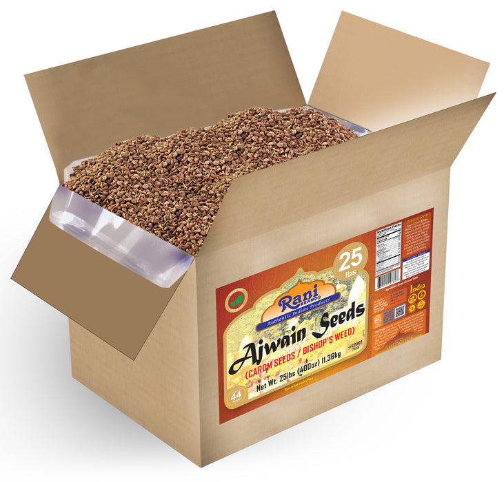 Rani Ajwain Seeds (Carom Bishops Weed) Spice Whole 400oz (25lbs) 11.36kg Bulk Box ~ All Natural | Vegan | Gluten Friendly | Kosher | NON-GMO