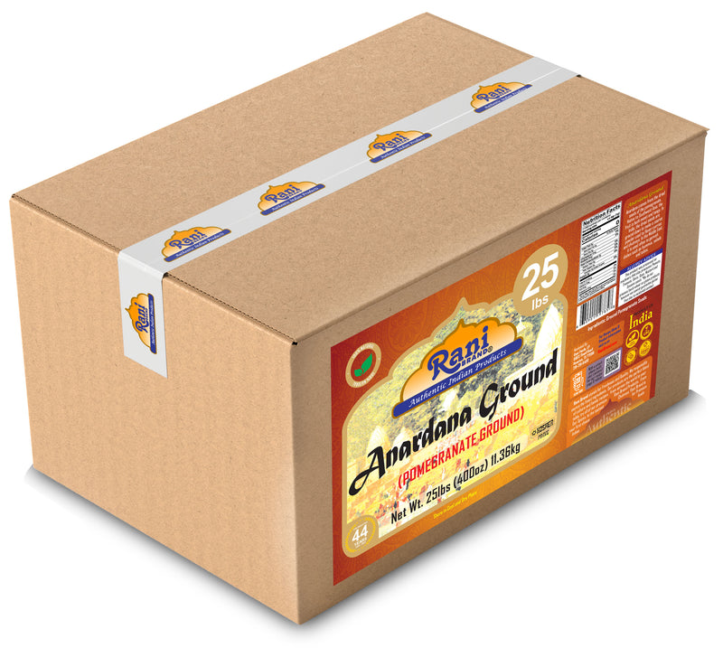 Rani Anardana (Pomegranate) Ground, Indian Spice 400oz (25lbs) 11.36kg Bulk Box ~ All Natural | No Color | Gluten Friendly | Vegan | NON-GMO | Kosher | No Salt or fillers