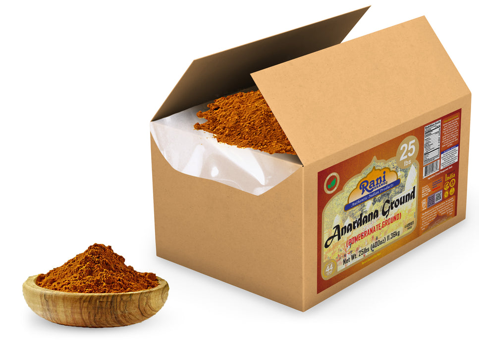 Rani Anardana (Pomegranate) Ground, Indian Spice 400oz (25lbs) 11.36kg Bulk Box ~ All Natural | No Color | Gluten Friendly | Vegan | NON-GMO | Kosher | No Salt or fillers