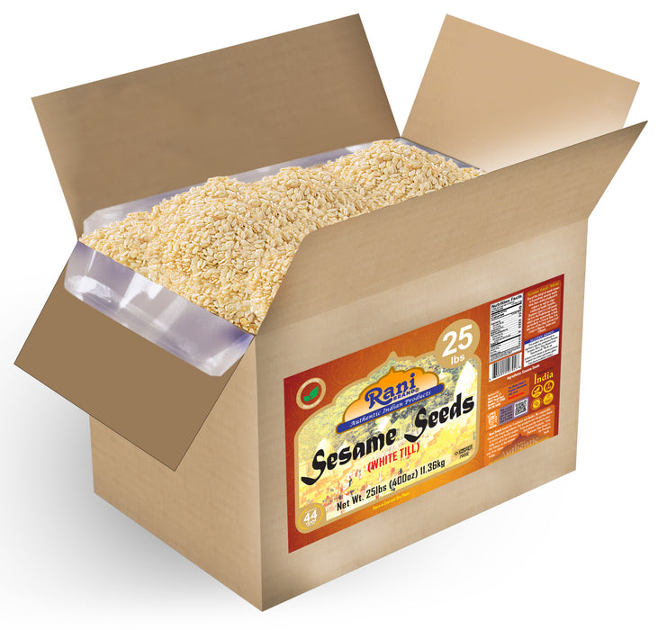 Rani Sesame Seeds Whole White, Hulled (Till) 400oz (25lbs) 11.36kg Bulk Box ~ All Natural | Gluten Friendly | NON-GMO | Vegan | Kosher | Indian Origin
