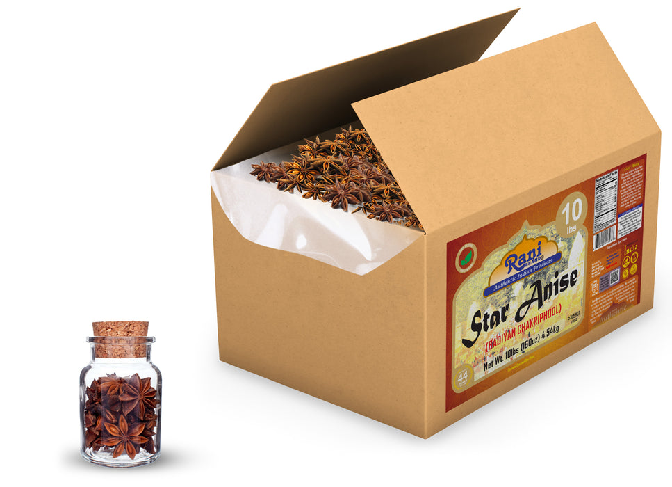 Rani Star Anise Seeds, Whole Pods (Badian Khatai) Spice 160oz (10lbs) 4.54kg Bulk Box ~ All Natural | Gluten Friendly | NON-GMO | Vegan | Indian Origin