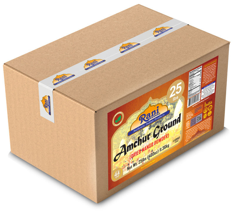 Rani Amchur (Mango) Ground Powder Spice 400oz (25lbs) 11.36kg Bulk Box ~ All Natural, Indian Origin | No Color | Gluten Friendly | Vegan | NON-GMO | Kosher  | No Salt or fillers